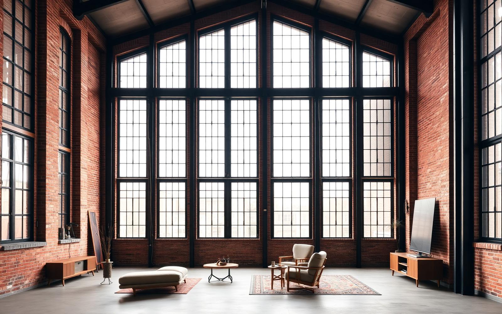 Commercial storefront glazing on a warm brick building