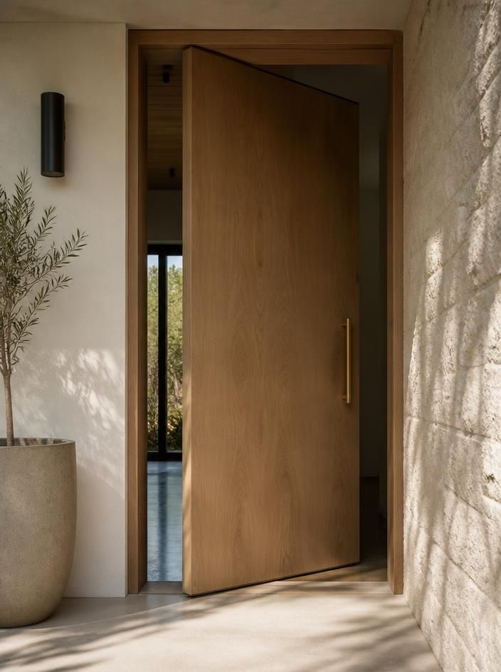 Custom aluminum and glass pivot entry door